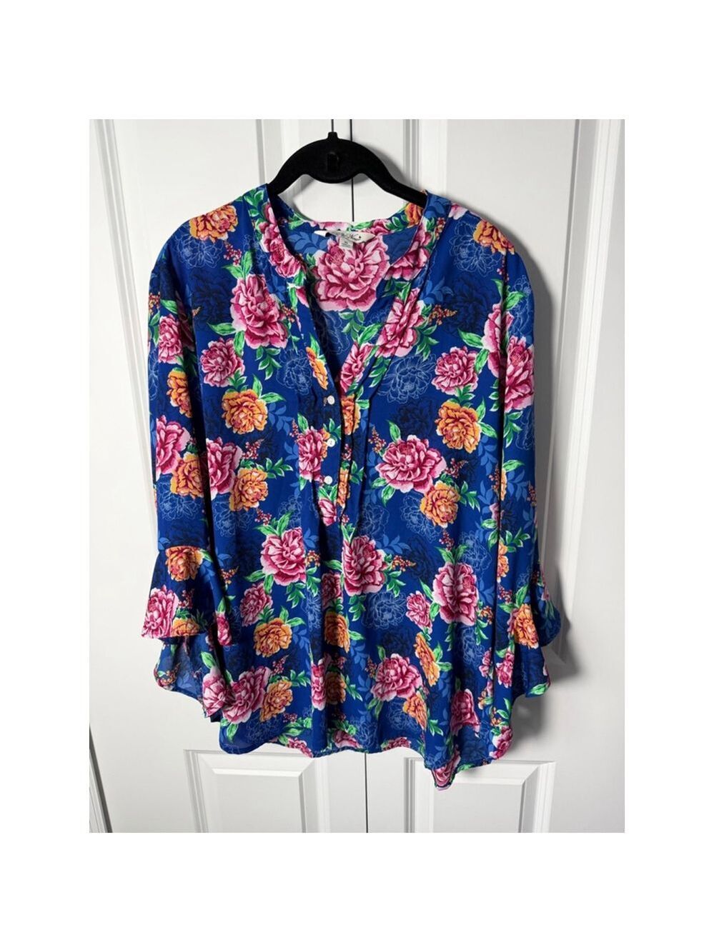 The Pioneer Woman Blue Floral Blouse XL